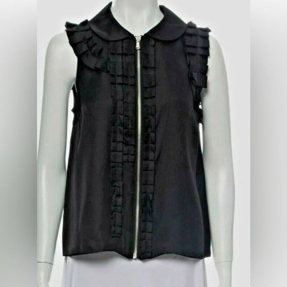 Marc by Marc Jacobs black zipper silk blouse